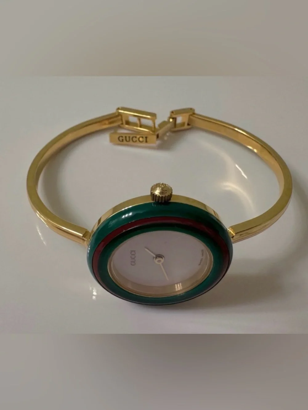 ~Vintage~Auth GUCCI Interchangeable Bezel Bracelet Bangle Watch~Box & Papers